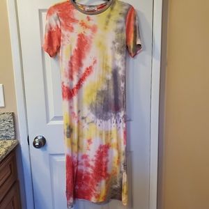 Tie Dye Midi Dress with slide slits